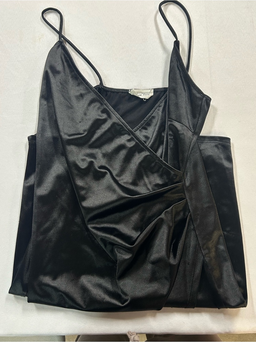 Black Satin Wrap Cami dress